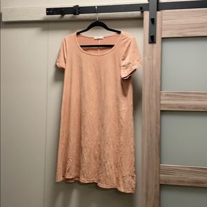 Peach / pink suede tshirt dress